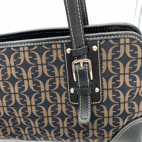 Fossil Handbags - FOSSIL brown canvas monogram shoulder bag